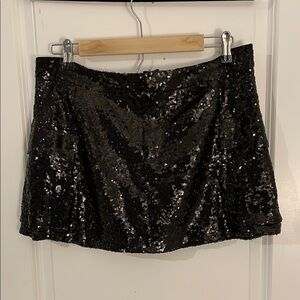 Black Sequin Mini Skirt